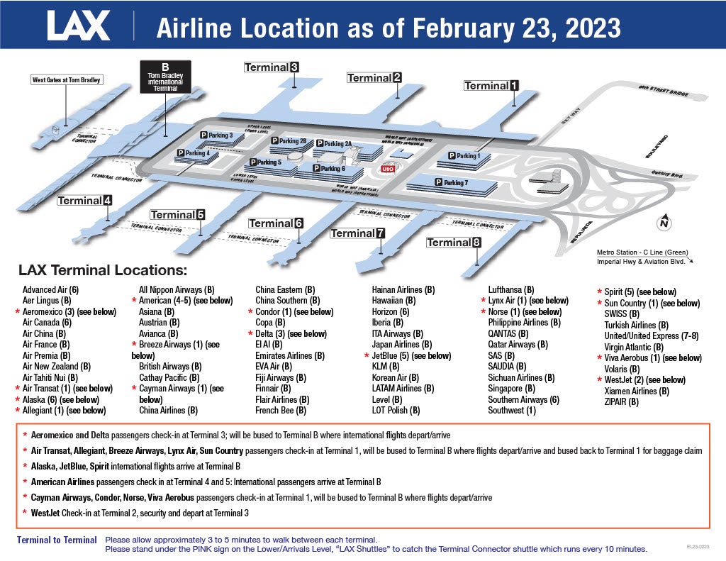 A Basic Guide To Los Angeles International Airport LAX Discover Los   LAX Airline Location Map February 2023 